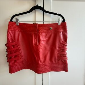 Pedro del Hierro Red Leather Mini Skirt